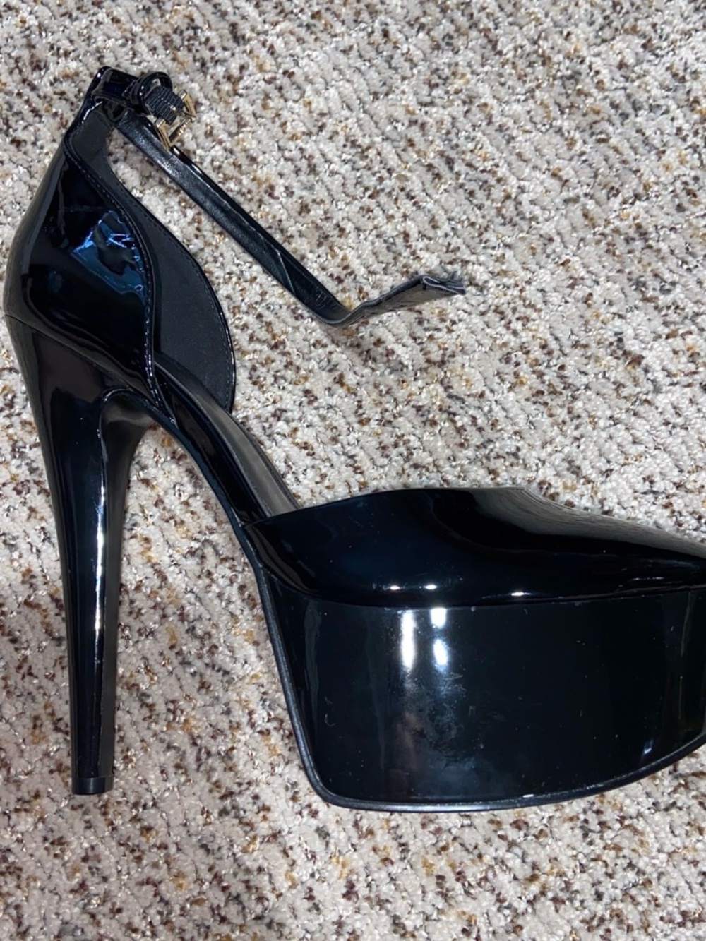 Guess Black Patent Platform Ankle-Strap Stiletto Heels - Picture 5 of 7